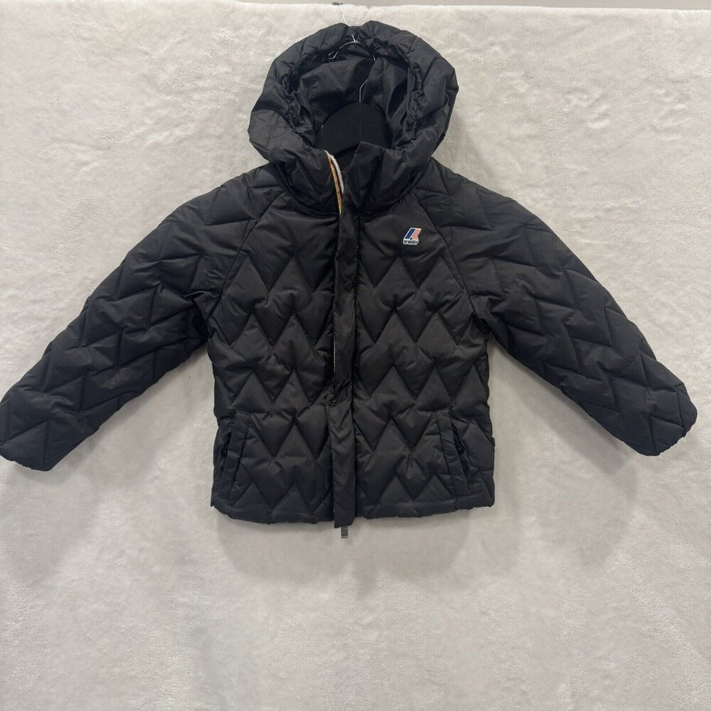 K-Way Kids Down Puffer Hooded Jacket Black Lightweight Winter Size 4 years